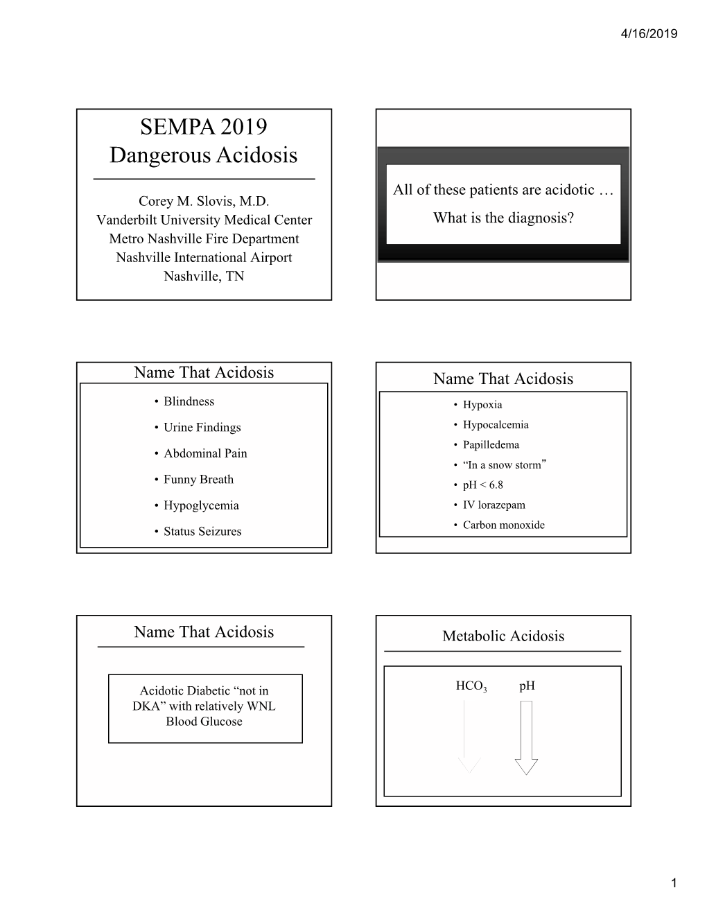 SEMPA 2019 Dangerous Acidosis All of These Patients Are Acidotic … Corey M