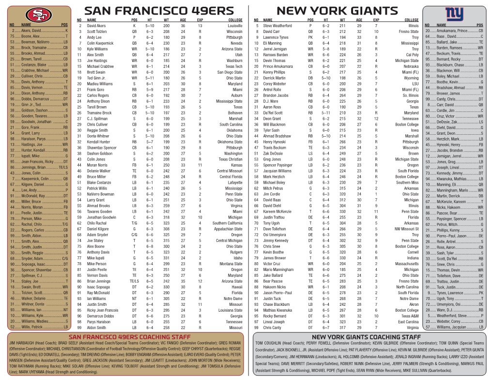 New York Giants San Francisco 49Ers