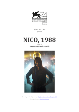 NICO, 1988 a Film by Susanna Nicchiarelli