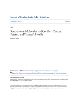 Cancer, Patents, and Women's Health." American University Journal of Gender, Social Policy & the Law