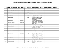 Directory of Income-Tax Pensioners in A.P. Telangana States
