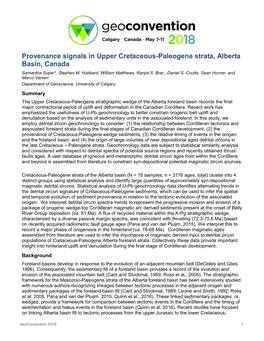 Provenance Signals in Upper Cretaceous-Paleogene Strata, Alberta Basin, Canada Samantha Super*, Stephen M