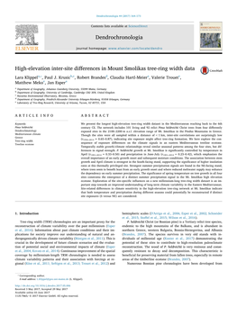 High-Elevation Inter-Site Differences in Mount Smolikas Tree-Ring Width Data