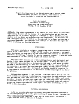 Mosquito Systematics Vol. Lo(3) 1978 301 Comparative Structure of The