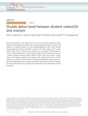 Double Dative Bond Between Divalent Carbon(0) and Uranium
