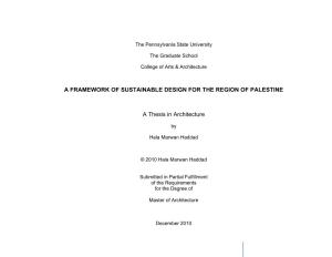 A Framework of Sustainable Design for the Region of Palestine