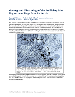 Geology and Climatology of the Saddlebag Lake Region Near Tioga Pass, California