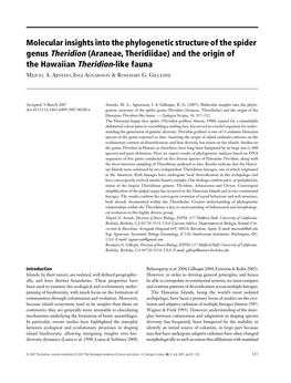 Molecular Insights Into the Phylogenetic Structure of the Spider