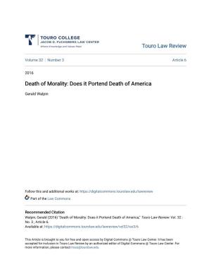 Death of Morality: Does It Portend Death of America