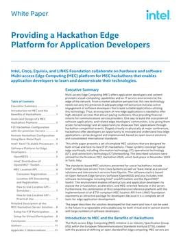 Providing a Hackathon Edge Platform for Application Developers
