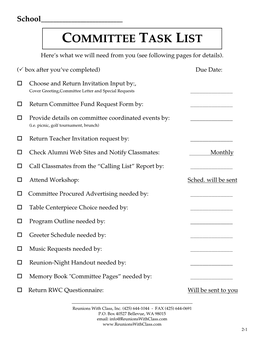 Committee Task List