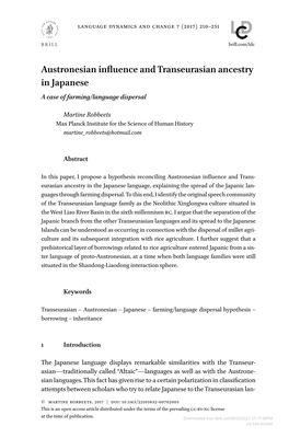 Austronesian Influence Andtranseurasian Ancestry in Japanese