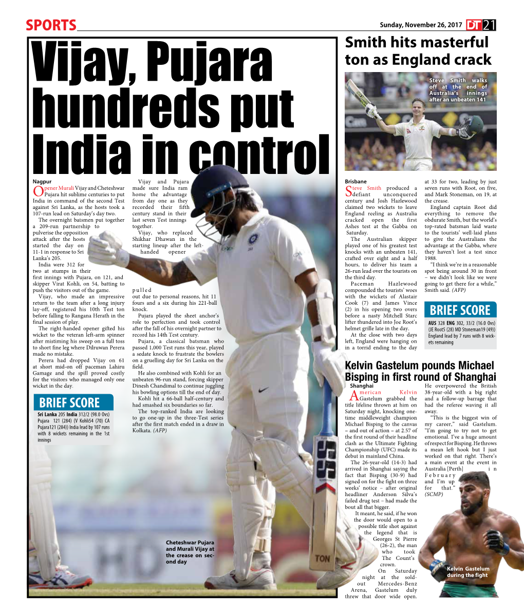 Vijay, Pujara Hundreds Put India in Control