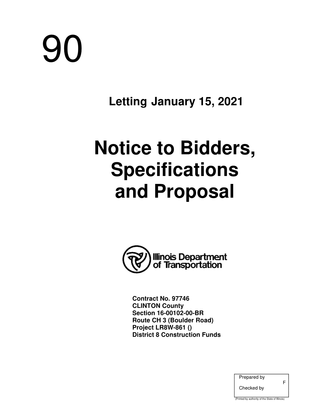 Notice to Bidders, Specifications and Proposal