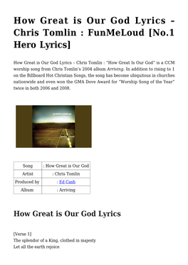 Chris Tomlin : Funmeloud [No.1 Hero Lyrics]