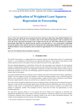 Application of Weighted Least Squares Regression in Forecasting