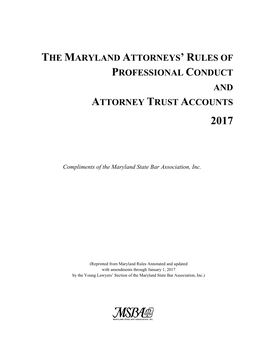 The Maryland Attorneys' Rules of Professional Conduct