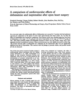 Dobutamine and Isoprenaline After Open Heart Surgery
