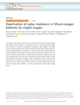 Deactivation of Redox Mediators in Lithium-Oxygen Batteries by Singlet Oxygen