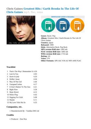 Greatest Hits / Garth Brooks in the Life of Chris Gaines Mp3, Flac, Wma