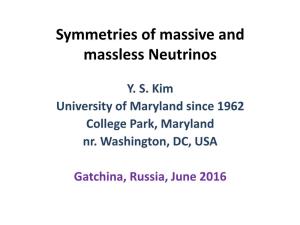 Symmetries of Massive and Massless Neutrinos