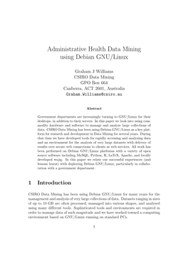 Administrative Health Data Mining Using Debian GNU/Linux