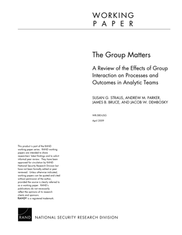 A Review of the Effects of Group Interaction on Processes and Outcomes in Analytic Teams