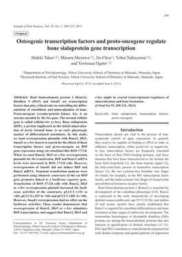 Osteogenic Transcription Factors and Proto-Oncogene Regulate Bone