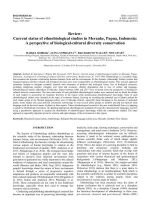 Current Status of Ethnobiological Studies in Merauke, Papua, Indonesia: a Perspective of Biological-Cultural Diversity Conservation