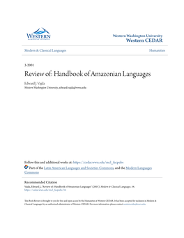 Handbook of Amazonian Languages Edward J