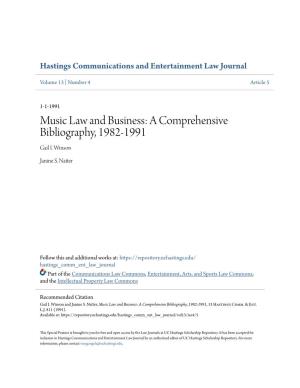 Music Law and Business: a Comprehensive Bibliography, 1982-1991 Gail I