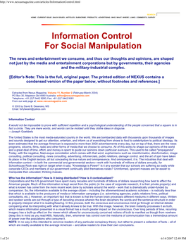 Information Control for Social Manipulation
