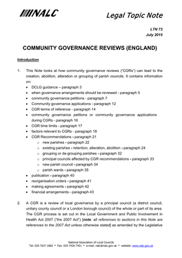Community Governance Reviews (England)