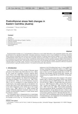 Postcollisional Stress Field Changes in Eastern Carinthia (Austria) B9