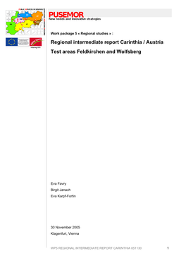 Regional Intermediate Report Carinthia / Austria Test Areas Feldkirchen and Wolfsberg