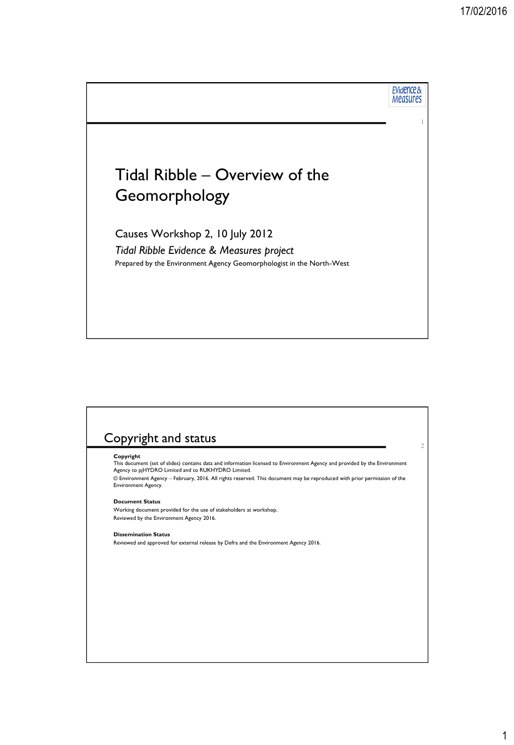 Evidence + Measures Tidal Ribble Water Bodies