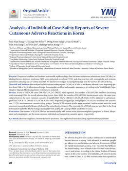 Analysis of Individual Case Safety Reports of Severe Cutaneous Adverse Reactions in Korea