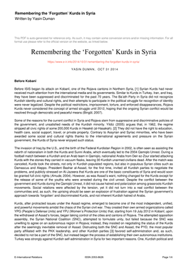 Kurds in Syria Written by Yasin Duman