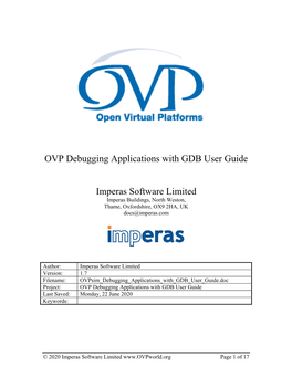 OVP Debugging Applications with GDB User Guide