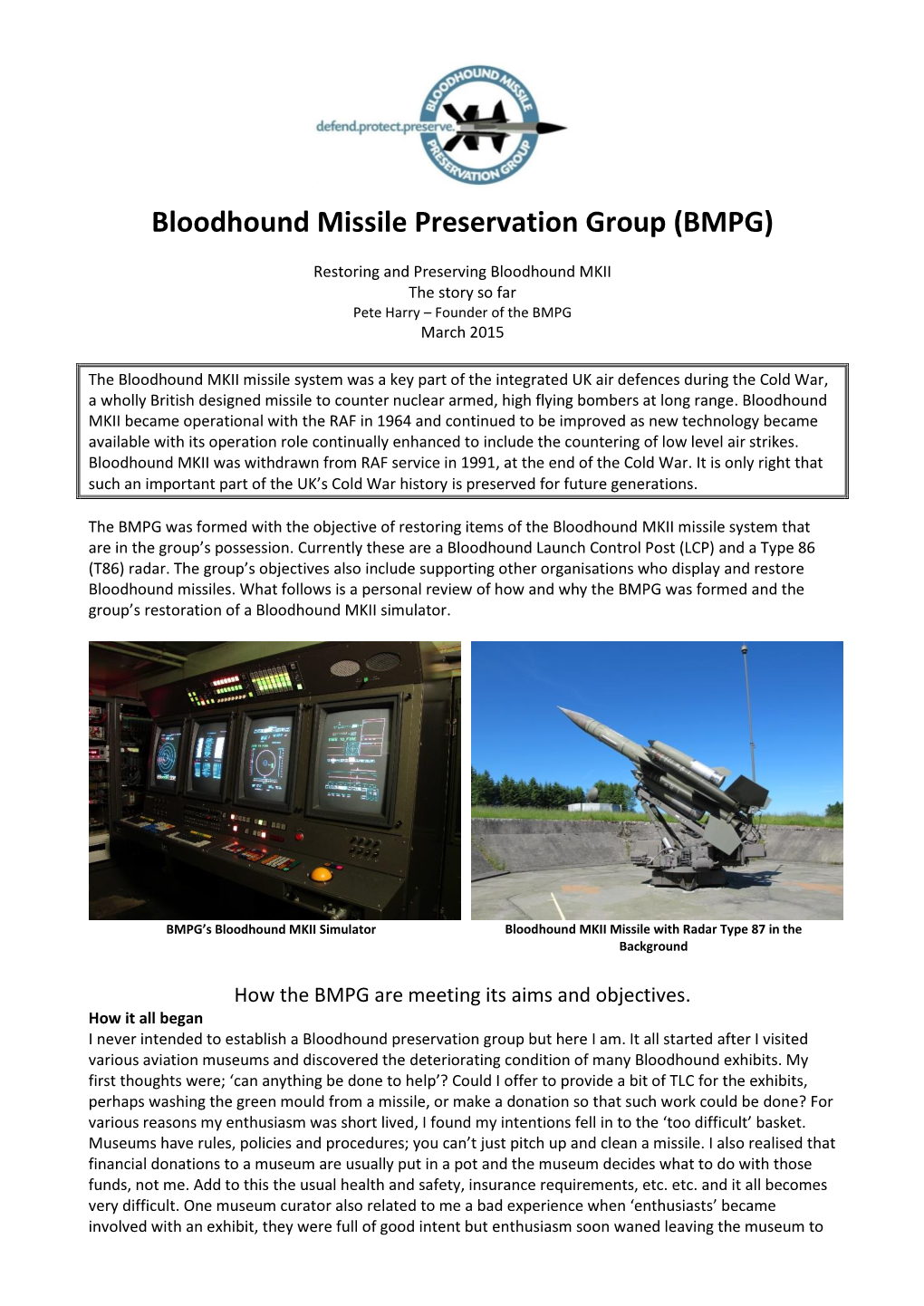 Bloodhound Missile Preservation Group (BMPG)