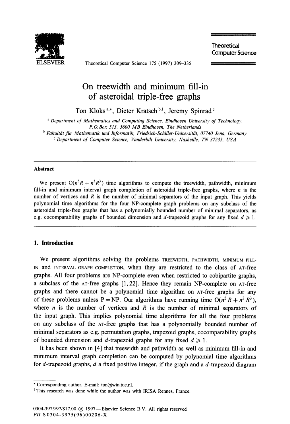 On Treewidth and Minimum Fill-In of Asteroidal Triple-Free Graphs