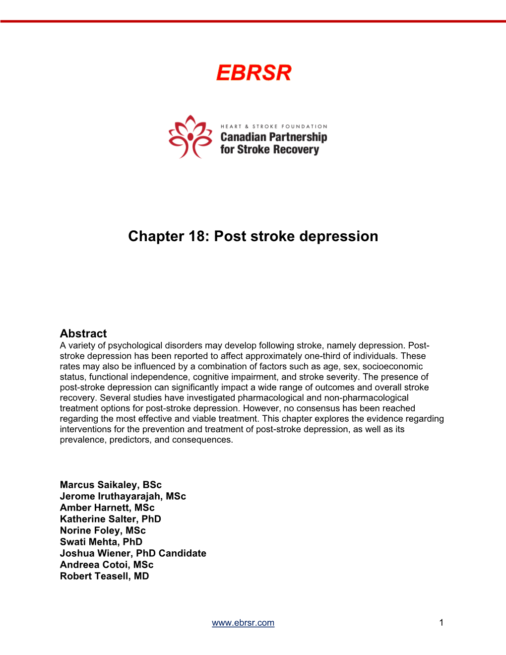 Post Stroke Depression