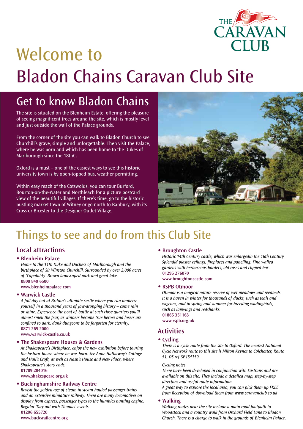 Welcome to Bladon Chains Caravan Club Site