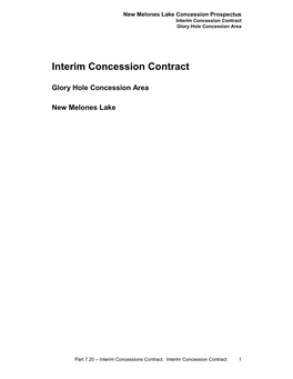 Interim Concession Contract Glory Hole Concession Area