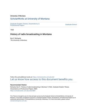 History of Radio Broadcasting in Montana