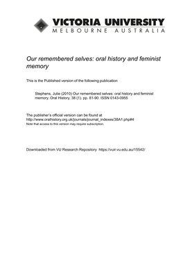 Oral History and Feminist Memory