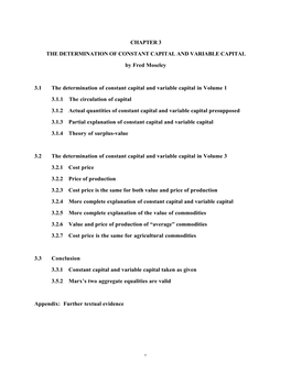 Determination of Constant Capital and Variable Capital