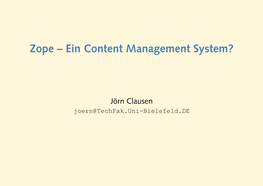 Zope -- Ein Content Management System?