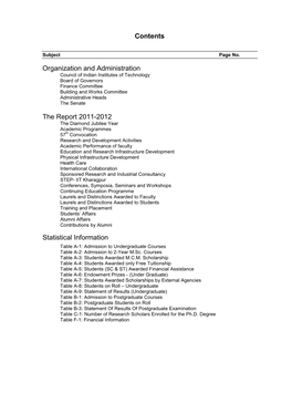 Contents Organization and Administration the Report 2011-2012 Statistical Information