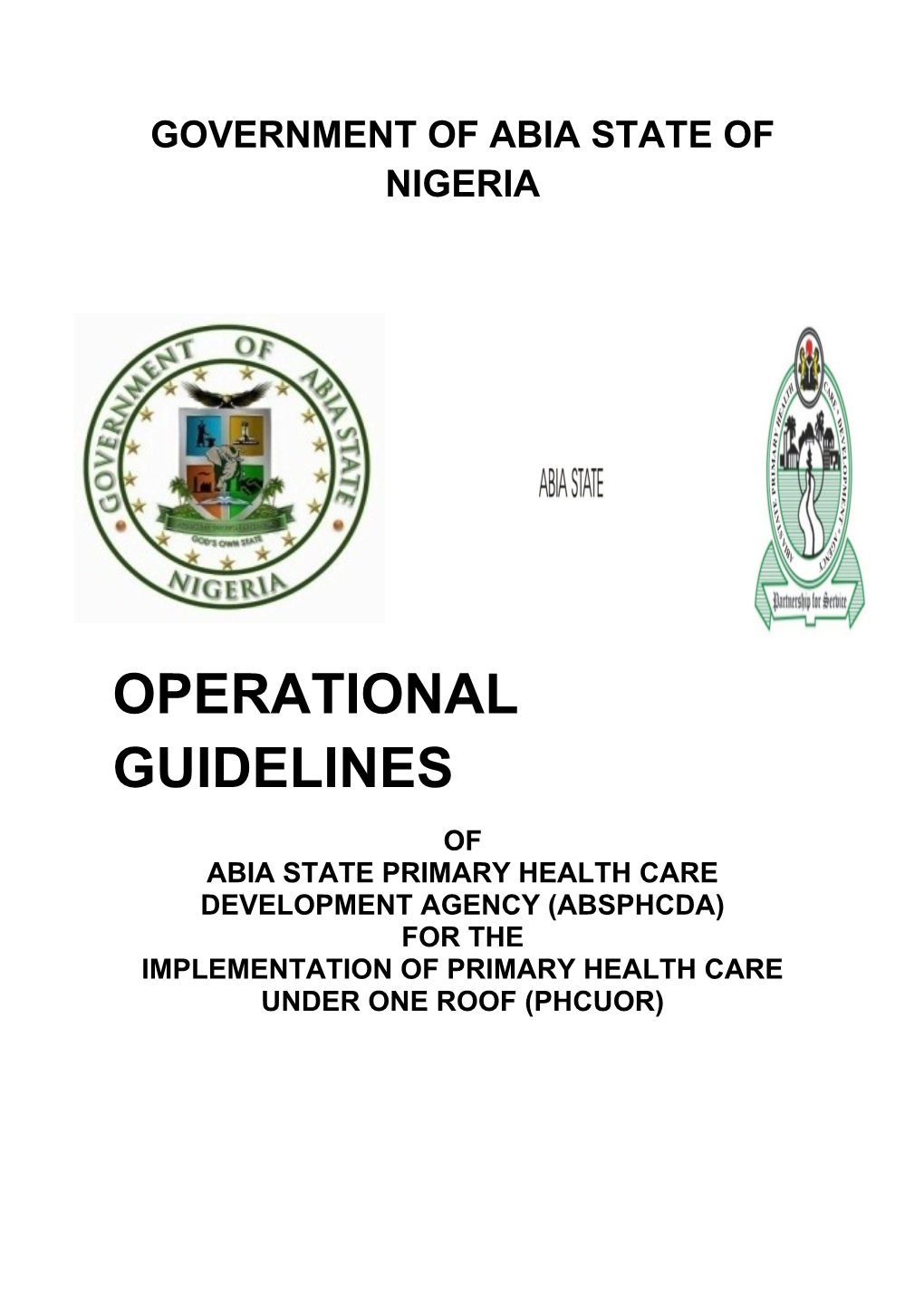 Operational Guidelines for the State of Osun Primary Health Care Development Board